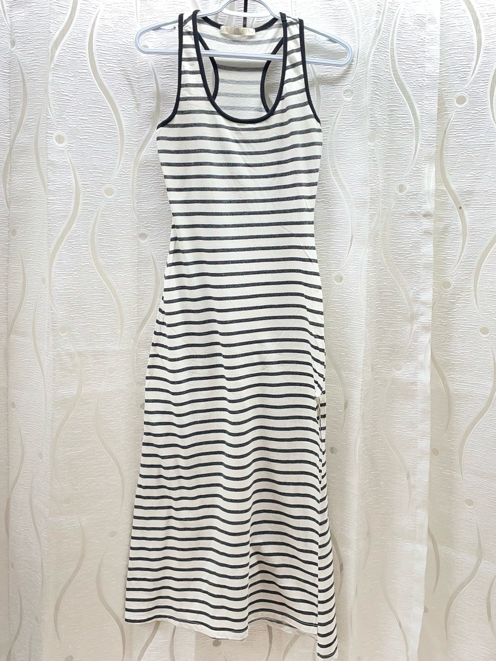 Sleeveless Black & White Striped Racerback Maxi Dress